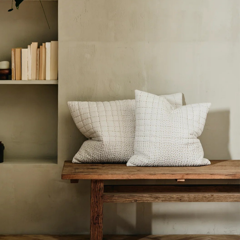 White Hand Quilted Cushion