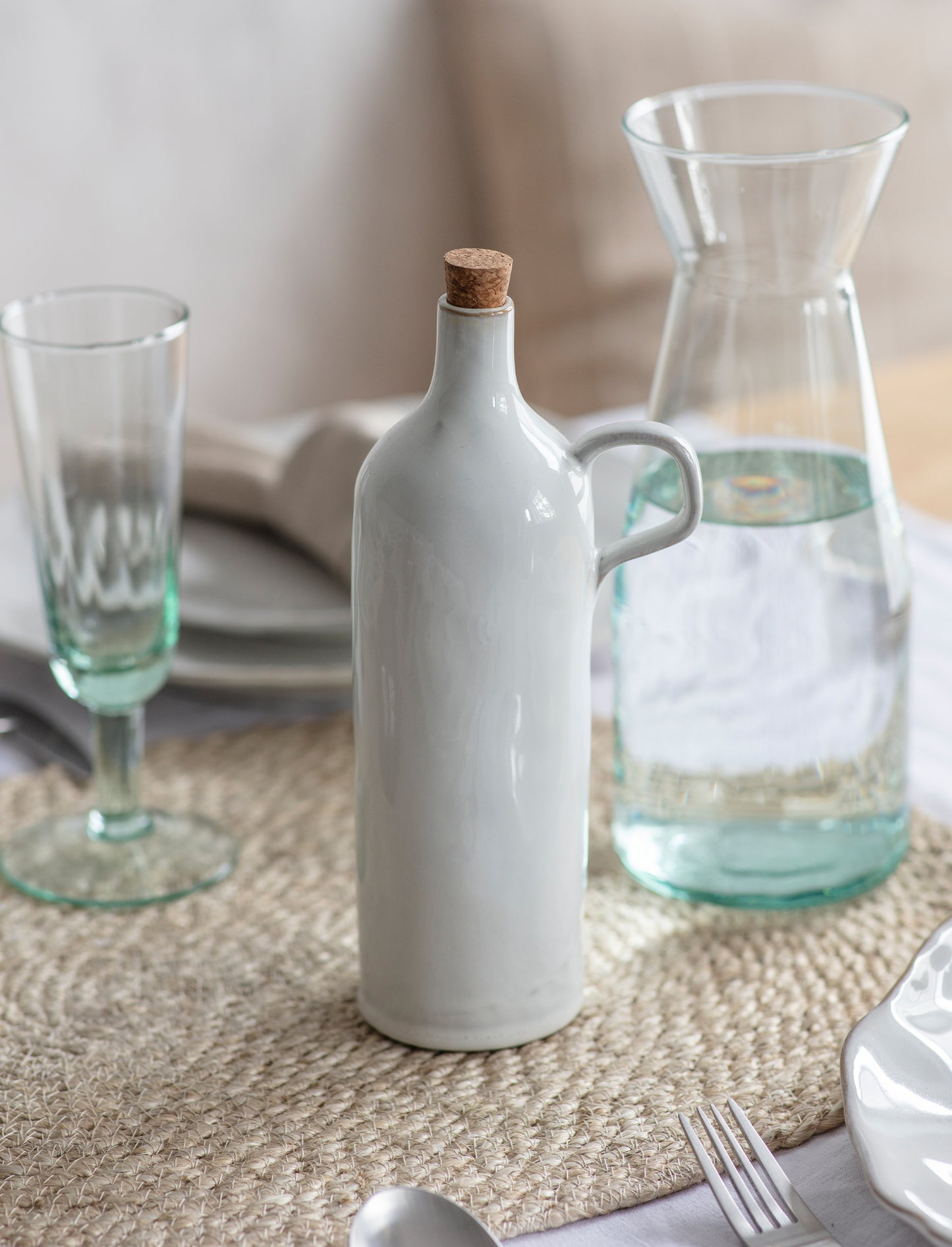 Glazed Stoneware Oil Bottle