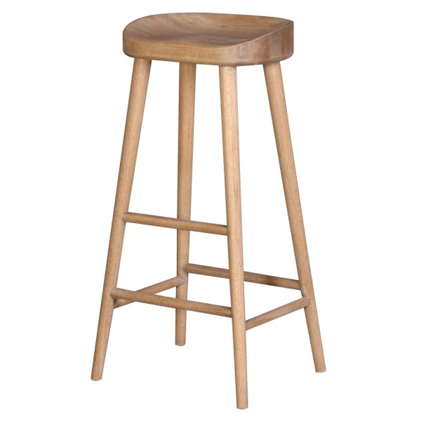 Solid Weathered Oak Bar Stool - Design Vintage