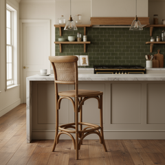 Oak and Rattan Bar Stool