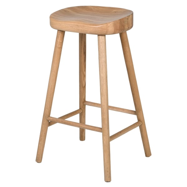 Solid Weathered Oak Bar Stool - Design Vintage