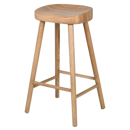 Solid Weathered Oak Bar Stool - Design Vintage
