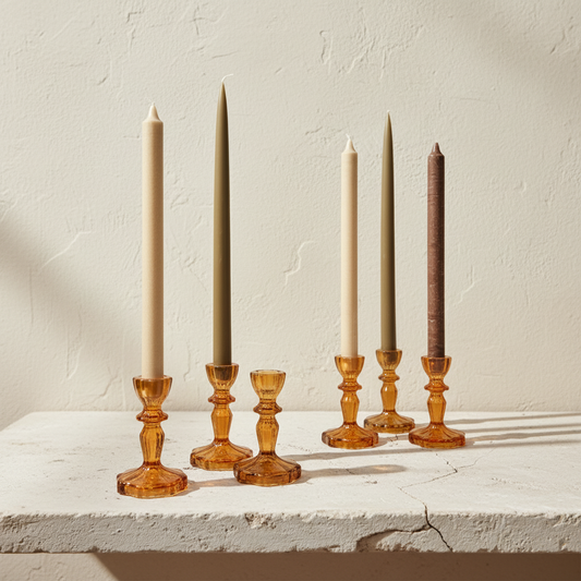 Set of 3 Ochre Candle Holders
