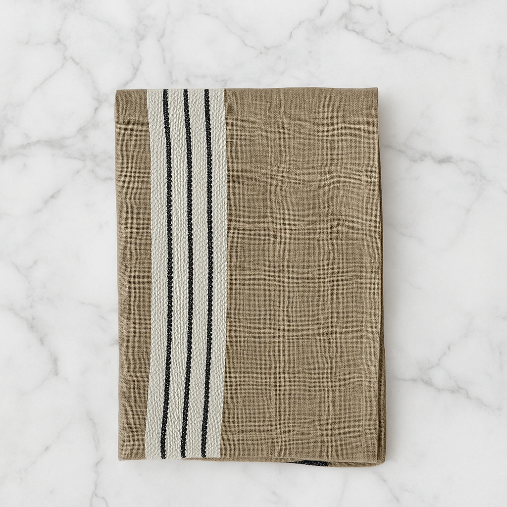 Taupe Stripe Tea Towel - Design Vintage
