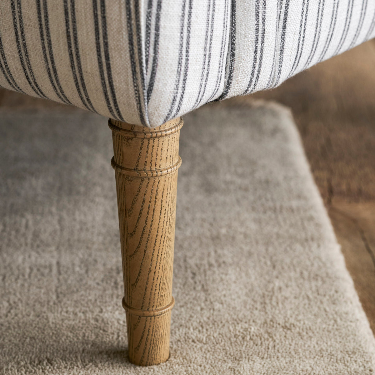 Charcoal Stripe Upholstered Armchair - Design Vintage