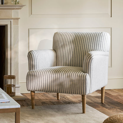 Charcoal Stripe Upholstered Armchair - Design Vintage