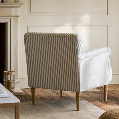 Charcoal Stripe Upholstered Armchair - Design Vintage