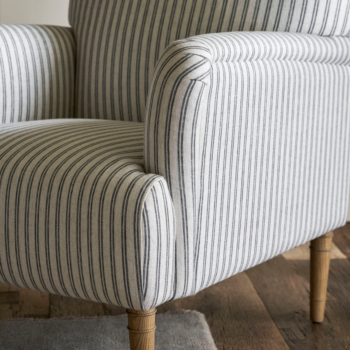 Charcoal Stripe Upholstered Armchair - Design Vintage