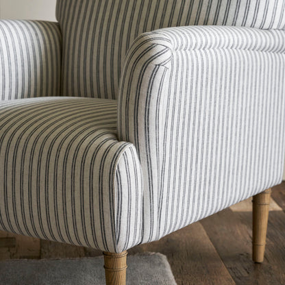 Charcoal Stripe Upholstered Armchair - Design Vintage