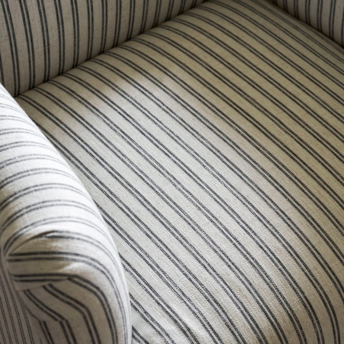 Charcoal Stripe Upholstered Armchair - Design Vintage