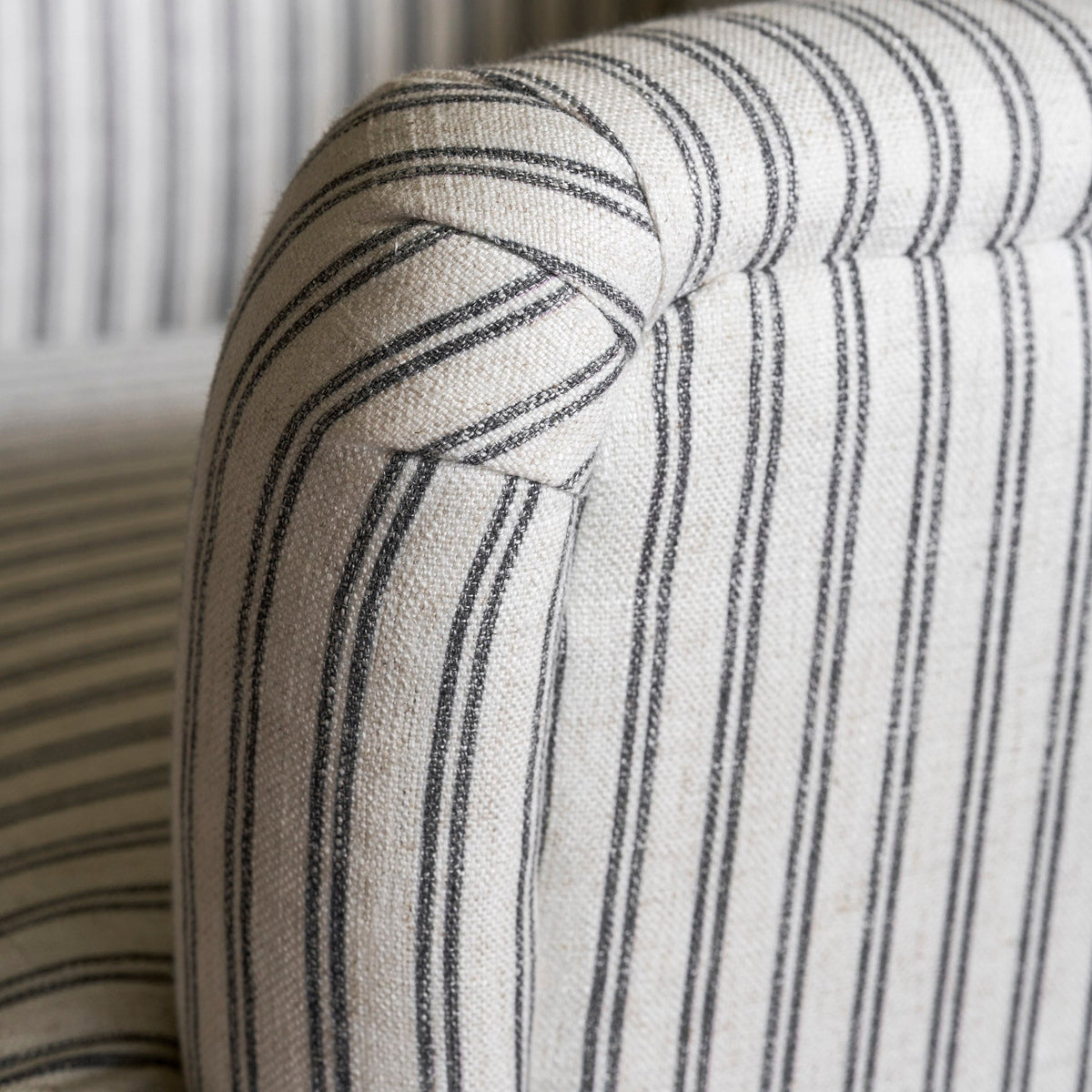 Charcoal Stripe Upholstered Armchair - Design Vintage