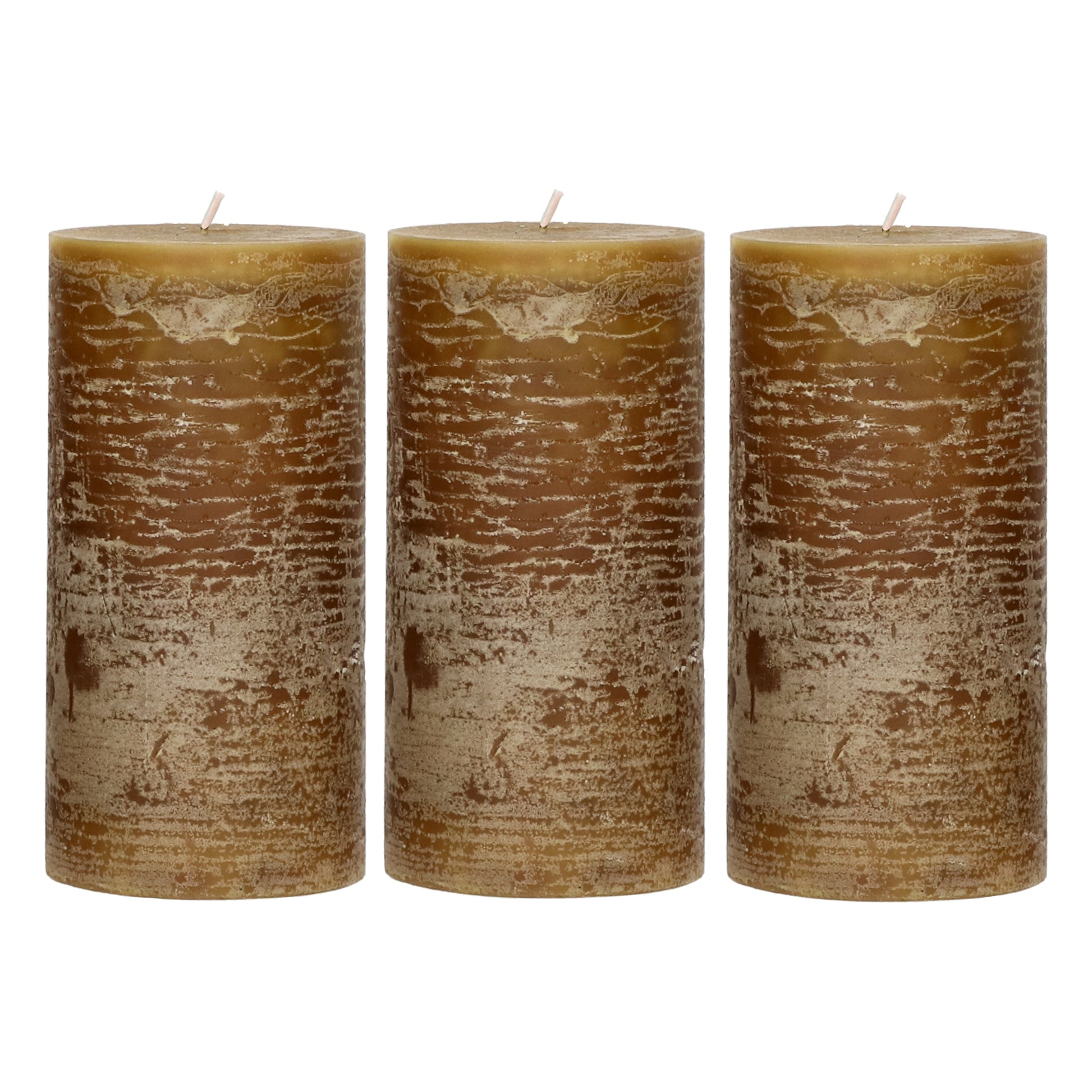 Set of Amber Pillar Candles - Design Vintage