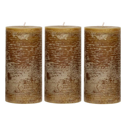Set of Amber Pillar Candles - Design Vintage