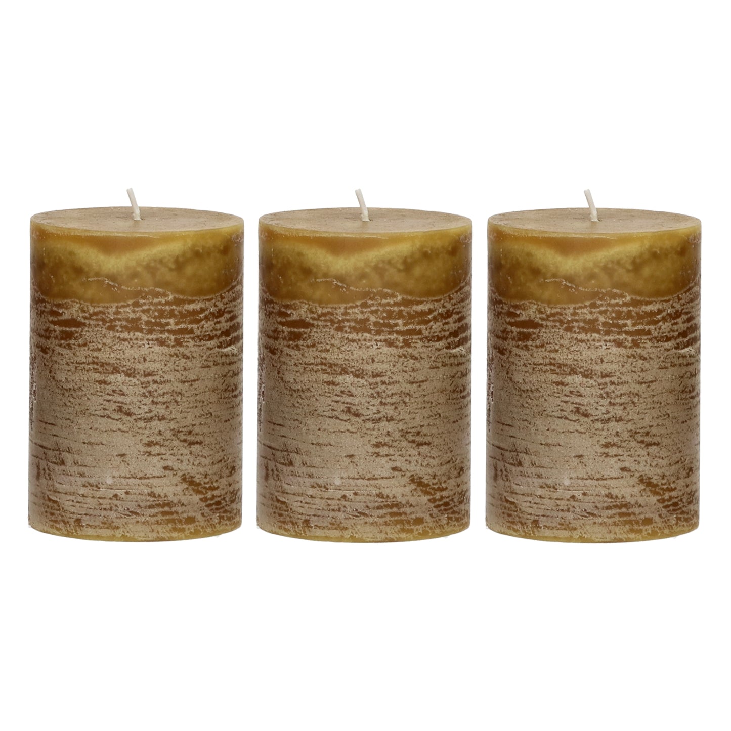 Set of Amber Pillar Candles - Design Vintage