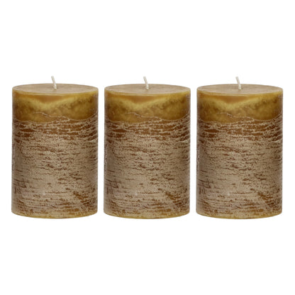 Set of Amber Pillar Candles - Design Vintage