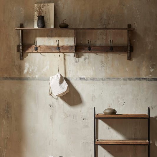 Reclaimed Shelf with Hooks - Design Vintage