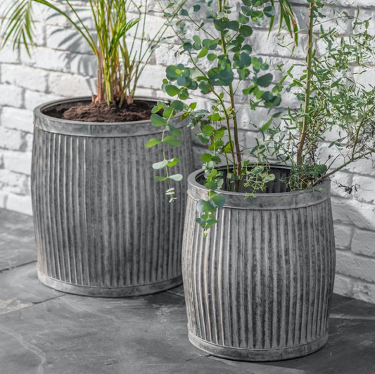 Ribbed Steel Planters - Design Vintage