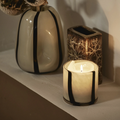 Striped Glass Candle Holder - Design Vintage