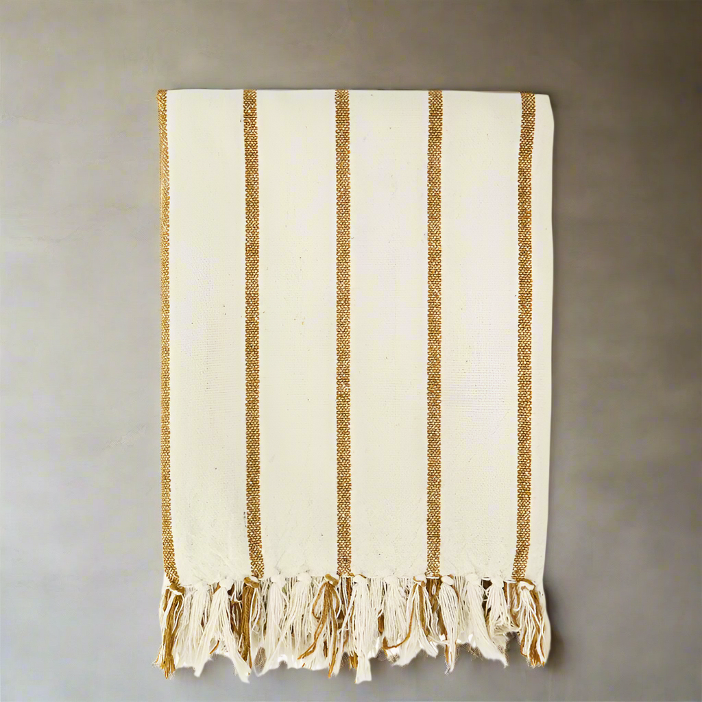 Ochre Stripe Throw - Design Vintage