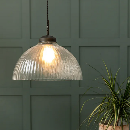Amelie Ribbed Glass Pendant - Design Vintage