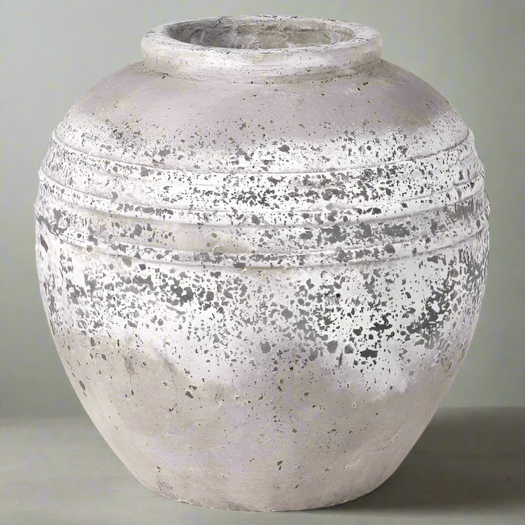Round Rustic Stone Vase - Design Vintage