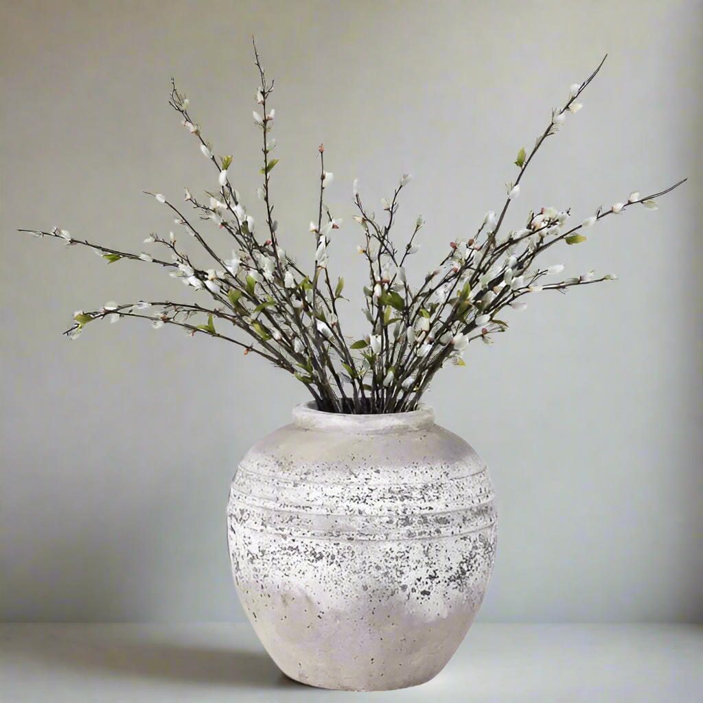 Round Rustic Stone Vase - Design Vintage