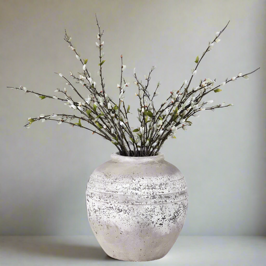 Round Rustic Stone Vase - Design Vintage