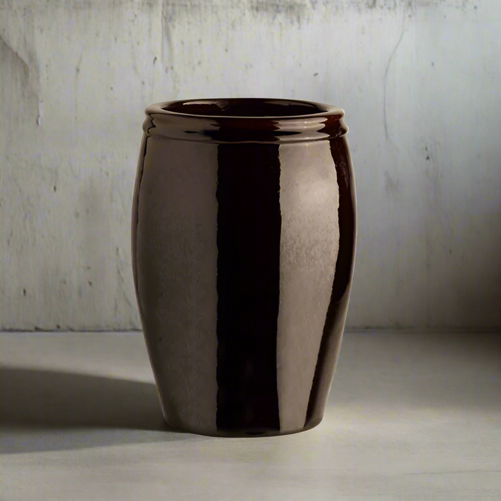 Tall Mocha Glazed Planter - Design Vintage
