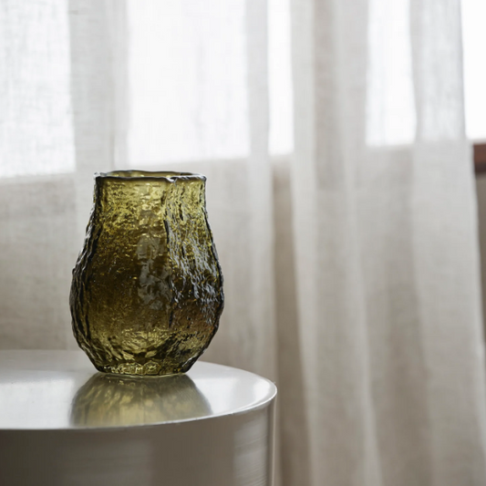 Olive Glass Vase - Design Vintage