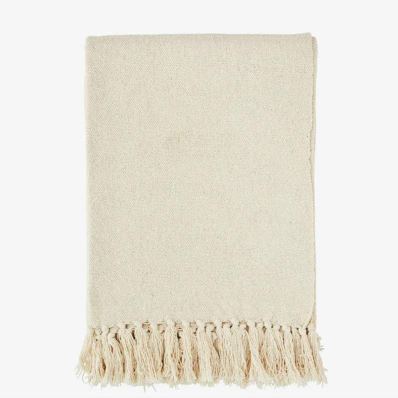 Ecru Recycled Cotton Throw - Design Vintage