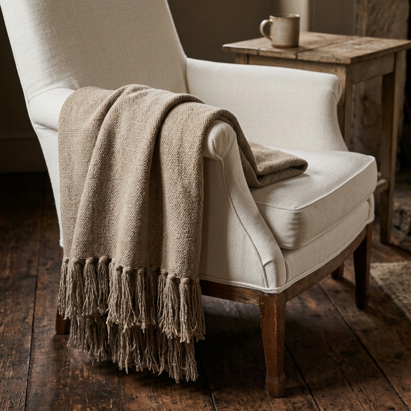 Taupe Recycled Cotton Throw