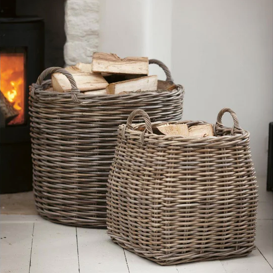 Woven Rattan Log Basket - Design Vintage
