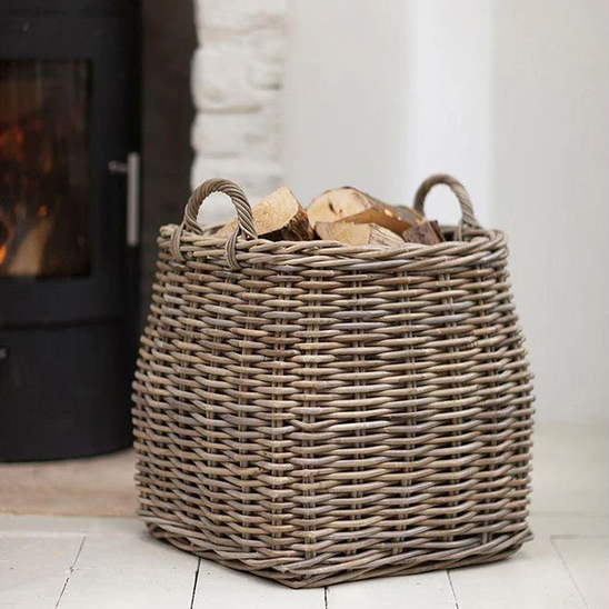 Woven Rattan Log Basket - Design Vintage