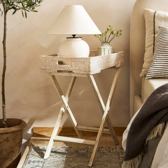 Oslo Rattan Tray Table - Design Vintage