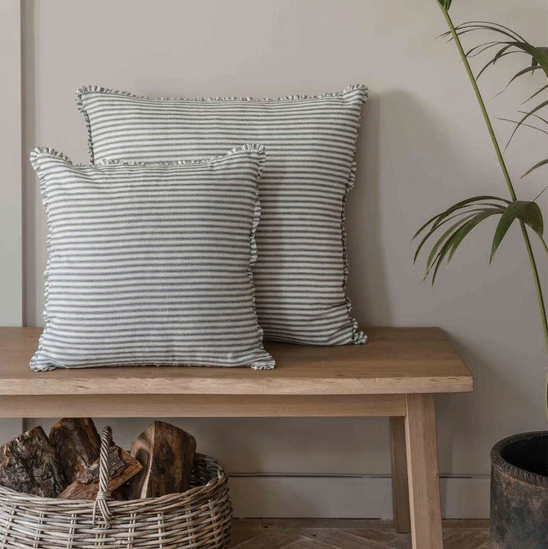 Ink Striped Frill Cushions