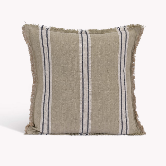 Taupe Striped Frill Cushions