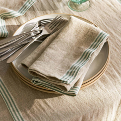 Set of Sage Stripe Napkins