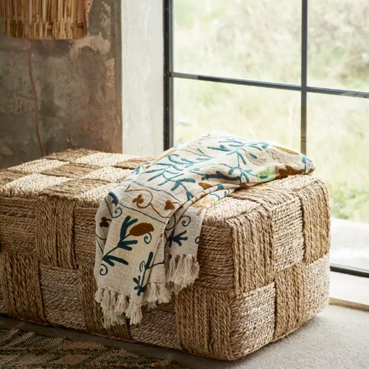 Woven Jute Pouf - Design Vintage