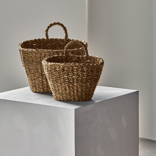 Set of Seagrass Oval Baskets - Design Vintage