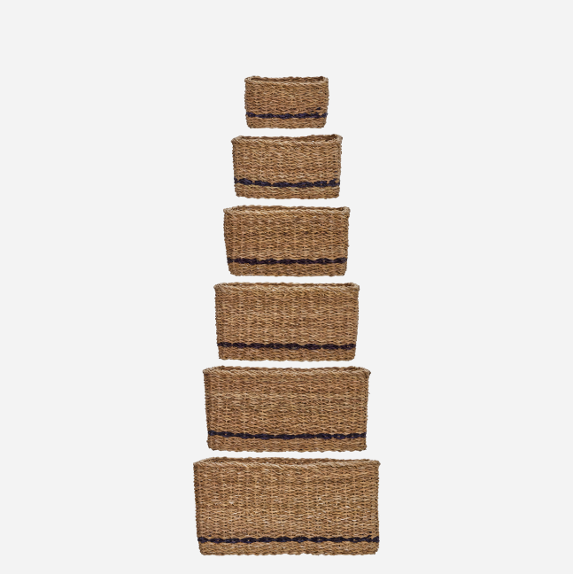 Set of 6 Seagrass Baskets - Design Vintage
