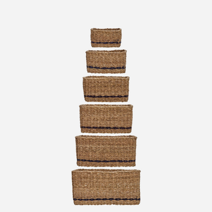 Set of 6 Seagrass Baskets - Design Vintage