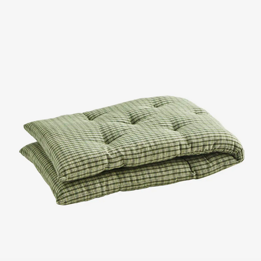Green Checked Mattress Cushion - Design Vintage