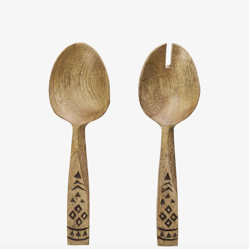 Carved Mango Wood Servers - Design Vintage