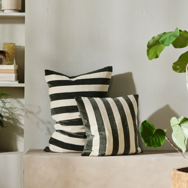 Lena Green Stripe Cushion
