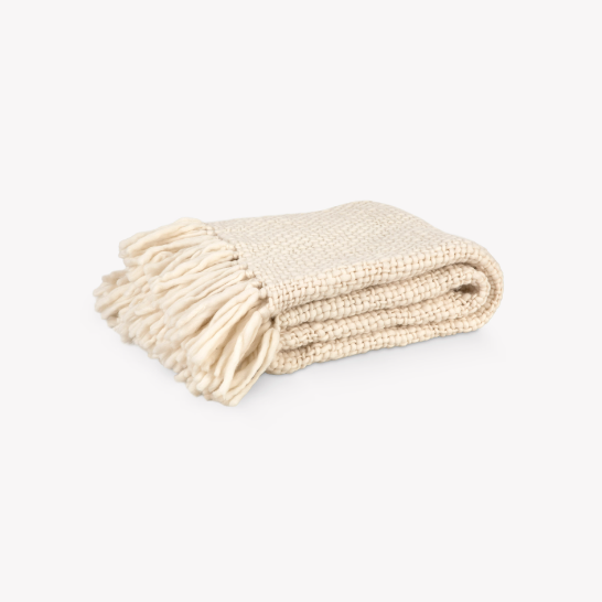 Ivory Chunky Knit Throw - Design Vintage