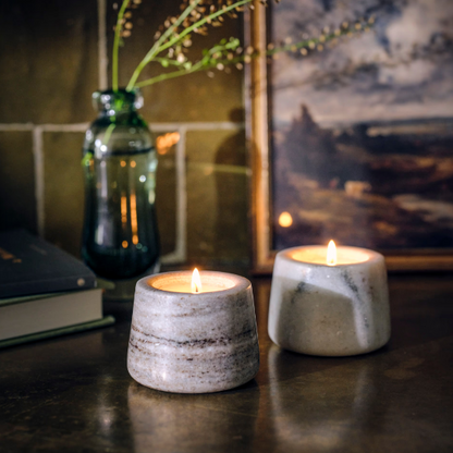 Set of 2 Marble Tealight Holders