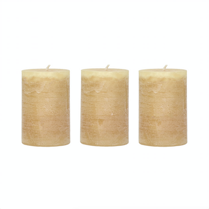 Set of Honey Pillar Candles - Design Vintage
