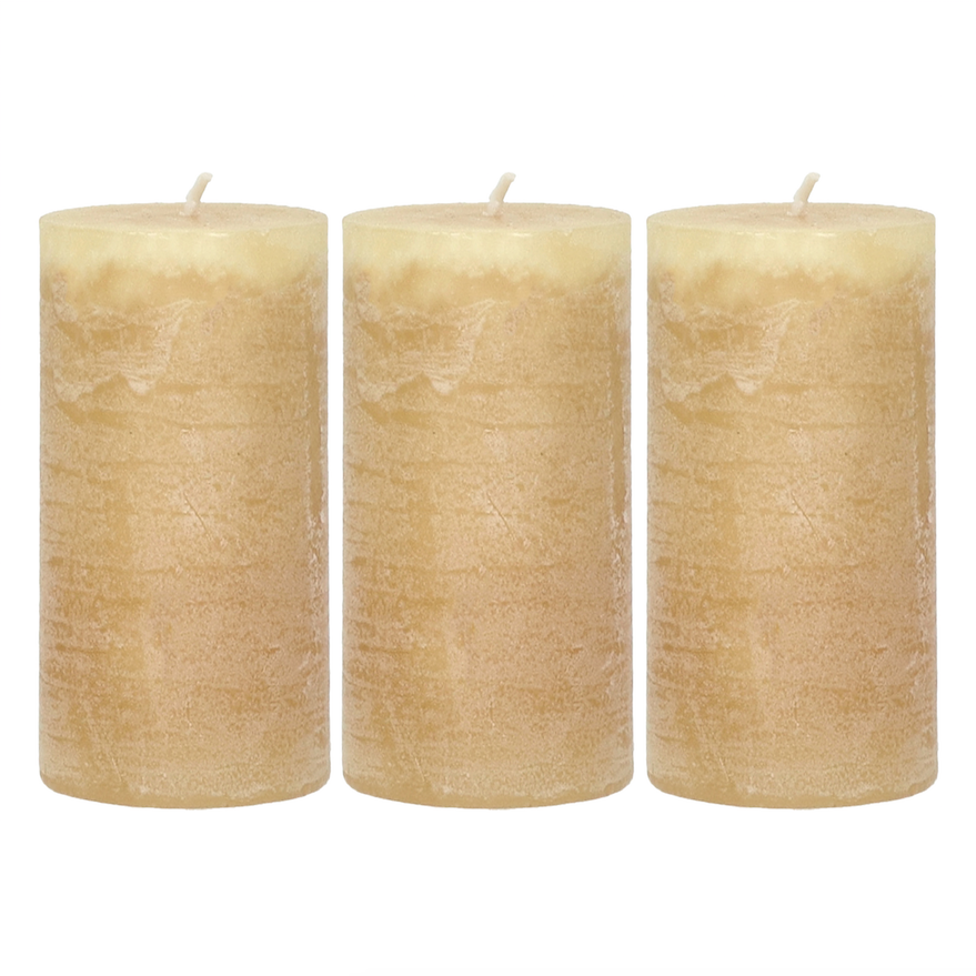 Set of Honey Pillar Candles - Design Vintage