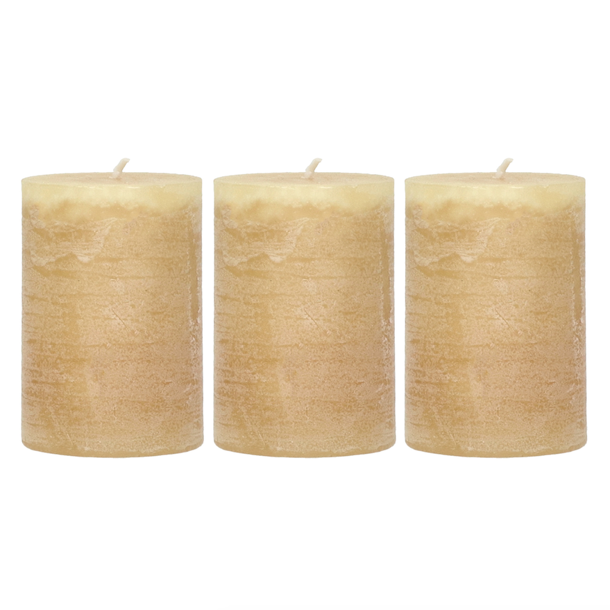 Set of Honey Pillar Candles - Design Vintage