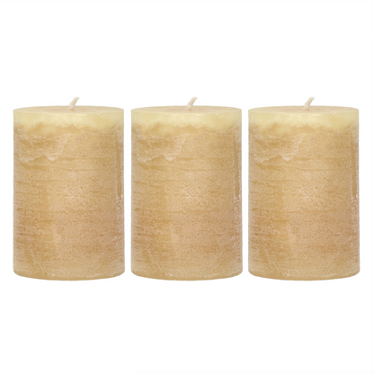 Set of Honey Pillar Candles - Design Vintage